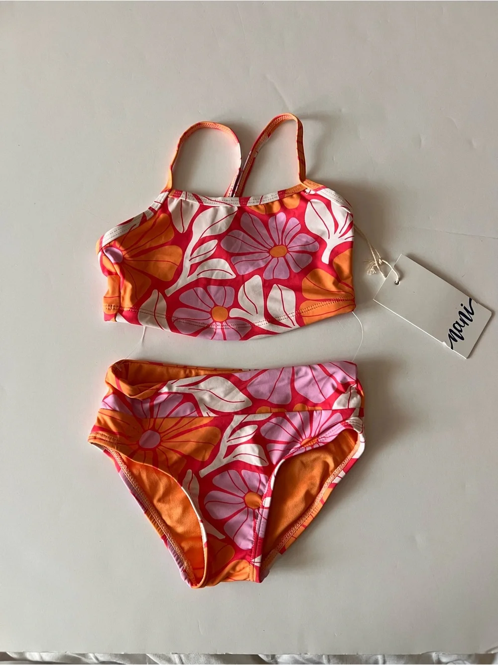 Kids Floral Two-Piece Bikini - Pink & Orange